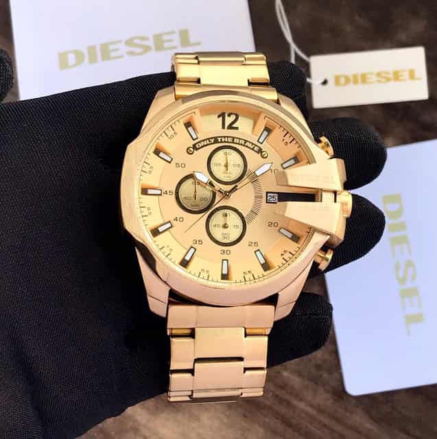 Diesel Mega Chief DZ4360 Full Gold Chronograph Mens Watch
