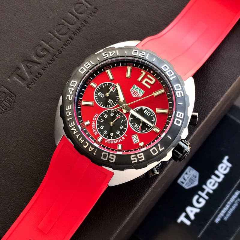 Tag Heuer Formula 1 Red Stainless Steel Japanese Quality Quartz Chronograph Master Quality Men’s Watch