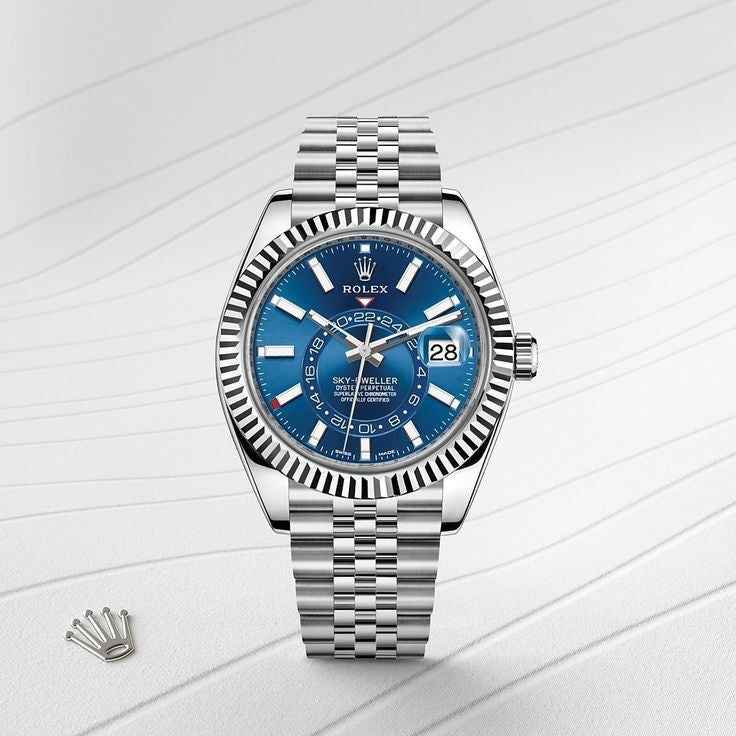 Rolex SkyDweller Silver Blue Dial Jubli Chain Automatic Men’s Watch