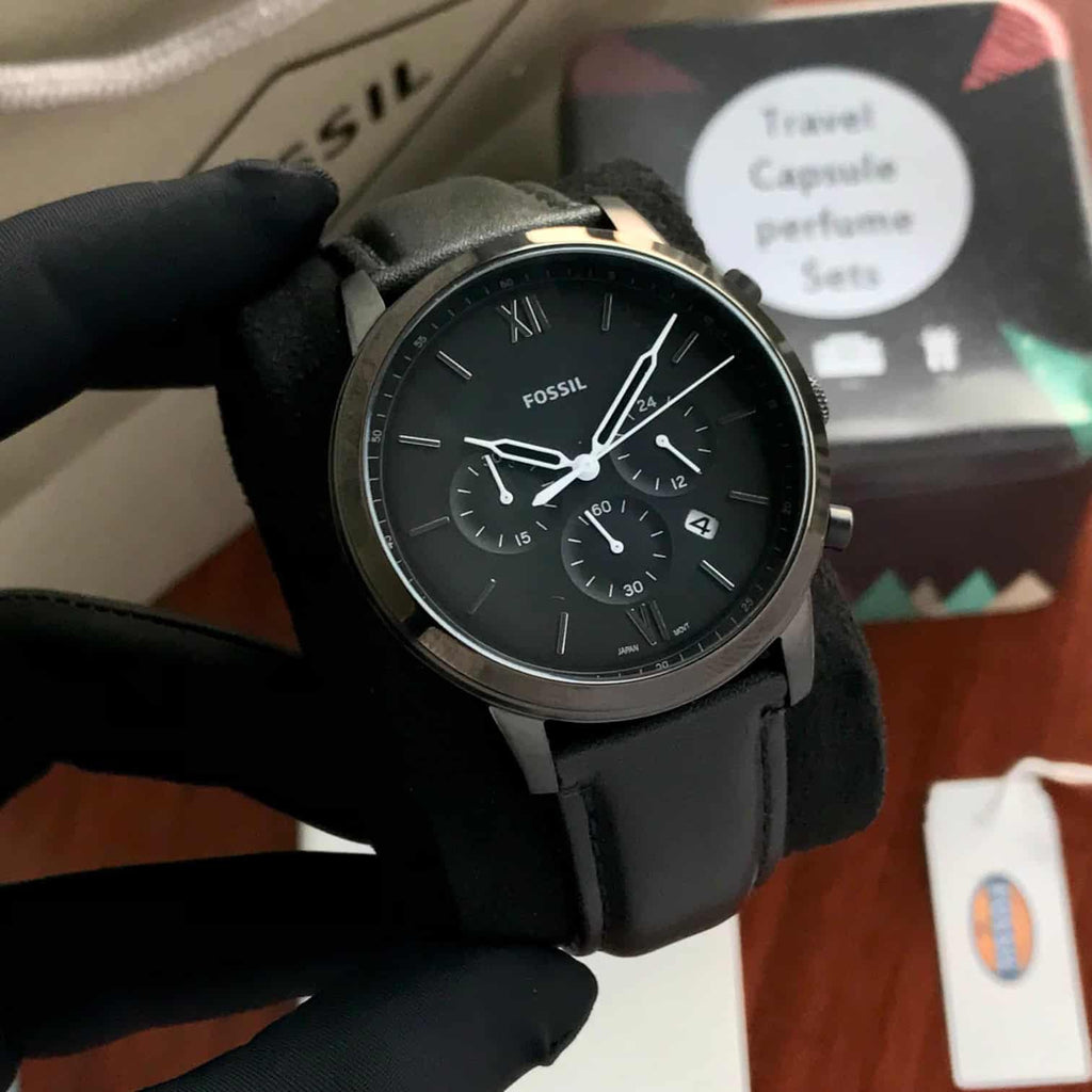 Fossil FS5503 Neutra Chronograph Black Leather Mens Watch