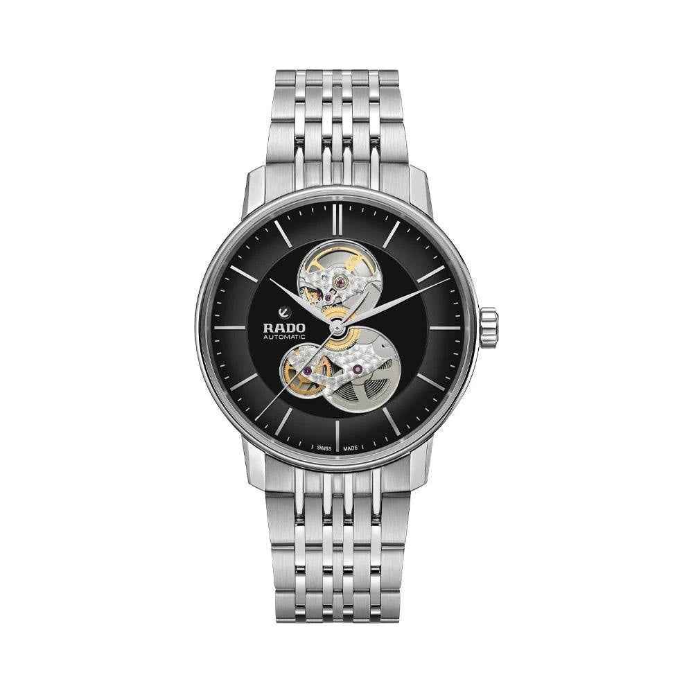 Rado Coupole Classic Open Heart Silver Black Dial Automatic Mens Watch