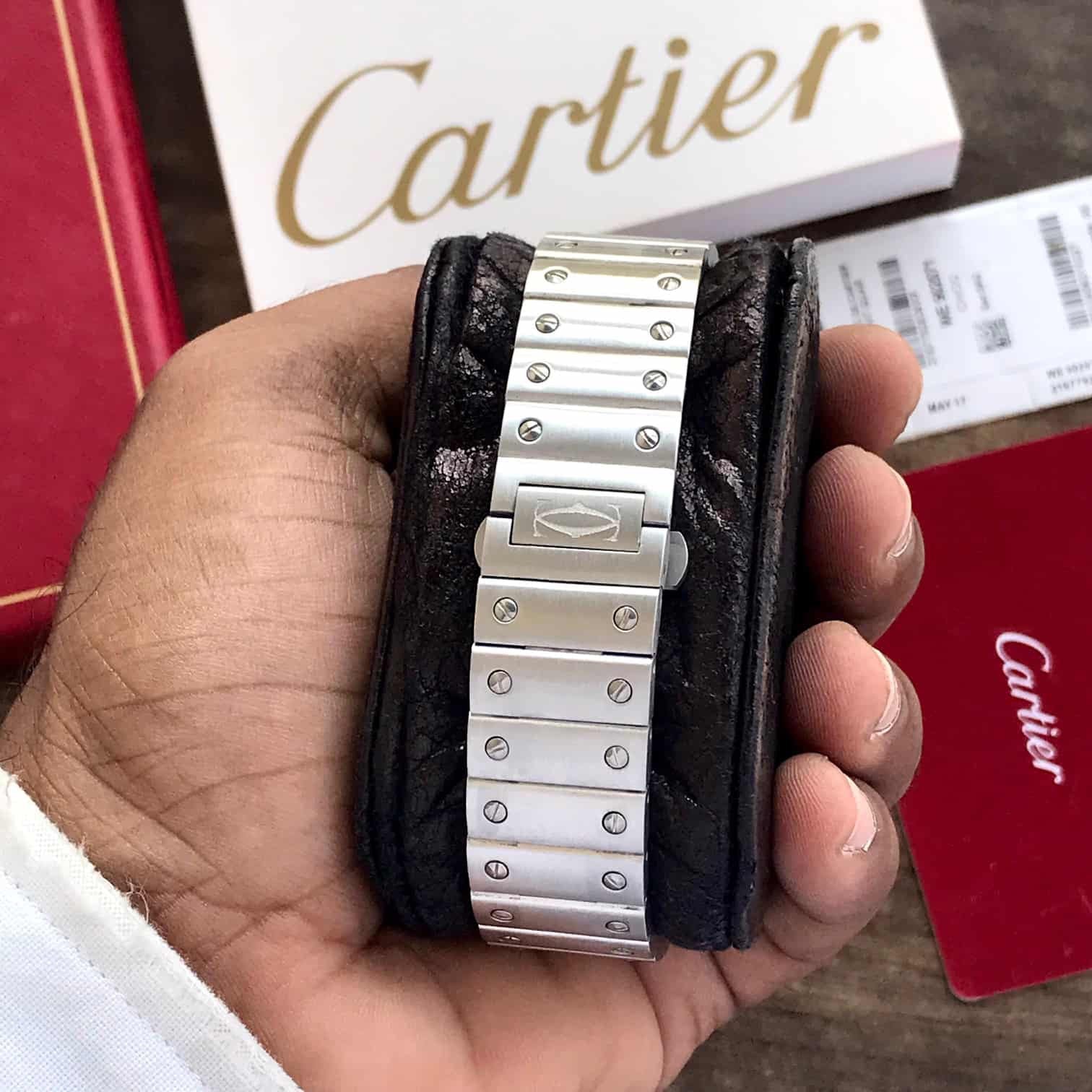 Cartier De Santos Stainless Steel Grey Dial Dual Time Premium Automatic Men’s Watch