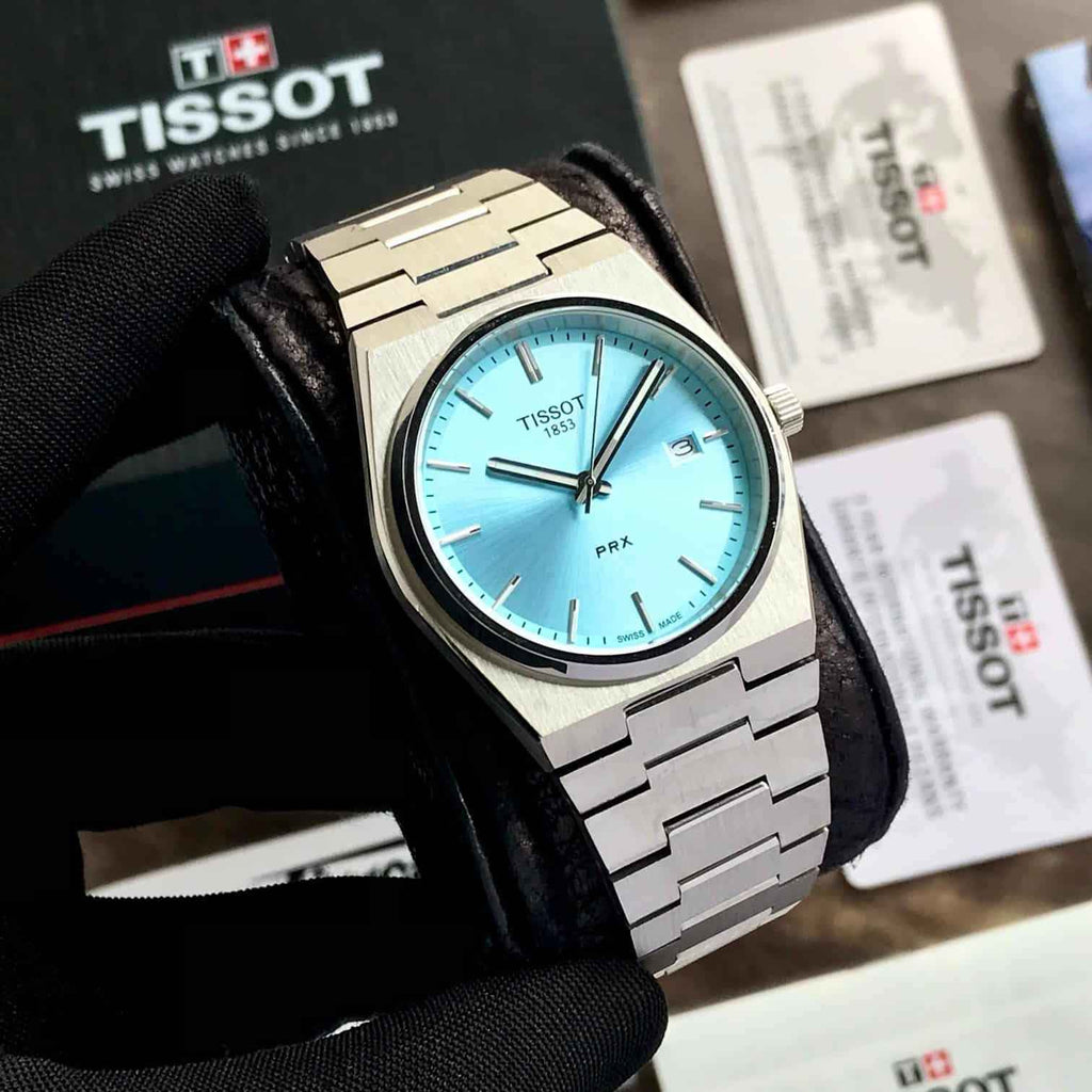 Tissot PRX Stainless Steel Tiffany Blue Dial Japanese Mens Watch