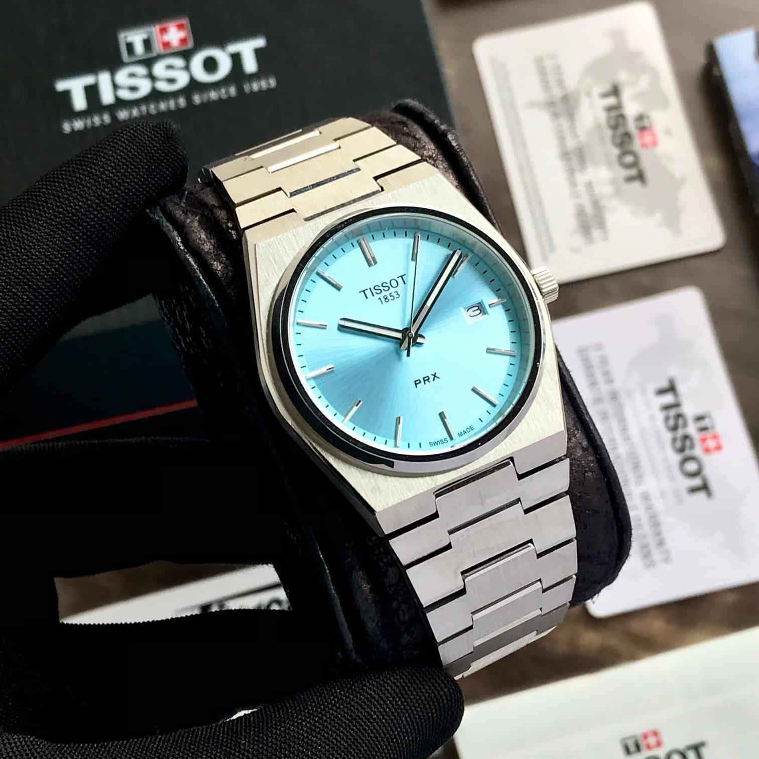 Tissot PRX Stainless Steel Tiffany Blue Dial Japanese Mens Watch
