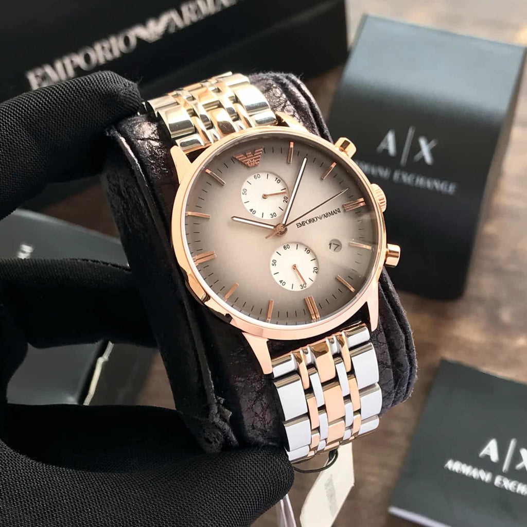 Emporio Armani AR1721 Gianni Two Tone Grey Dial Men’s Watch