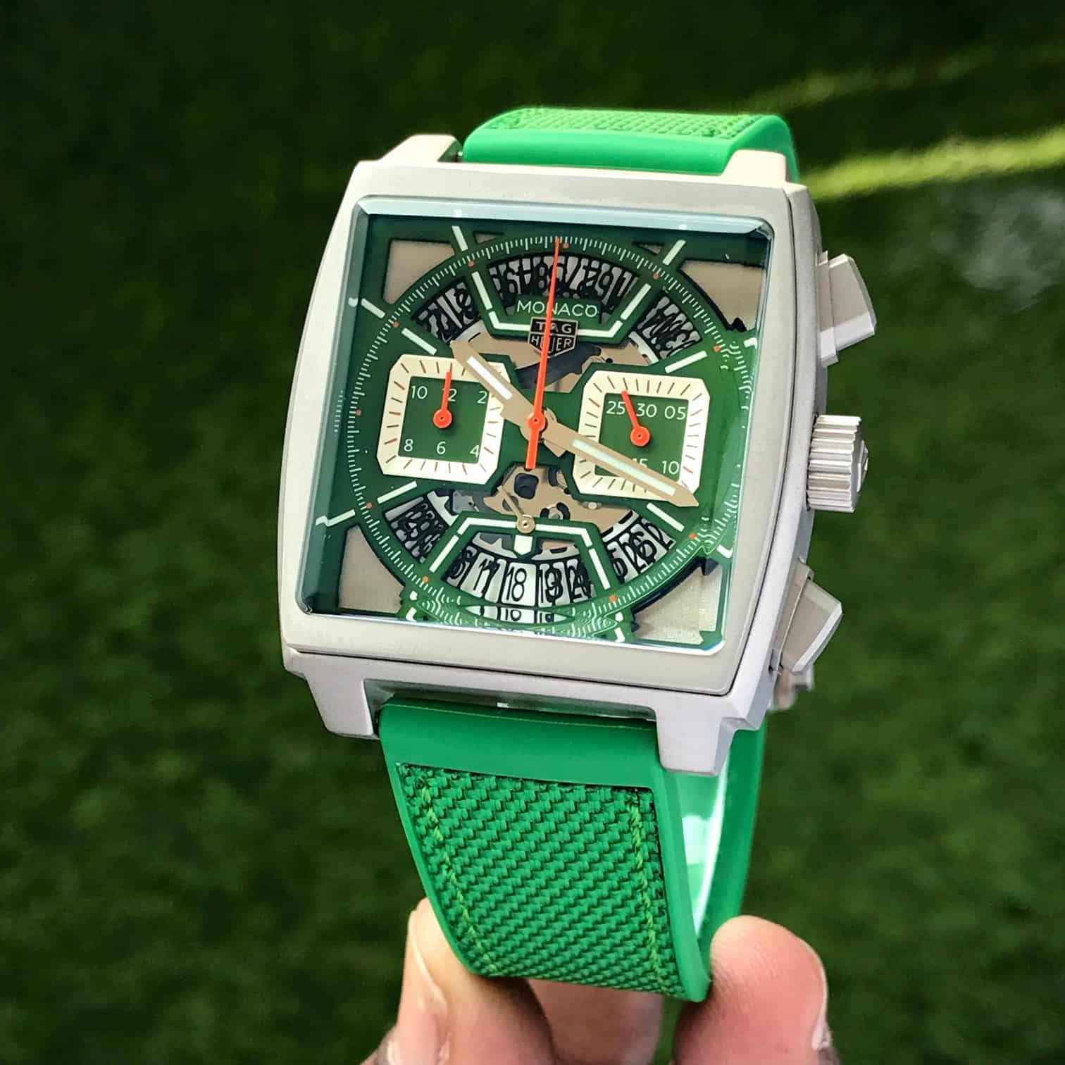 Tag Heuer Monaco Chronographs Japanese Quality Green Edition Mens Watch