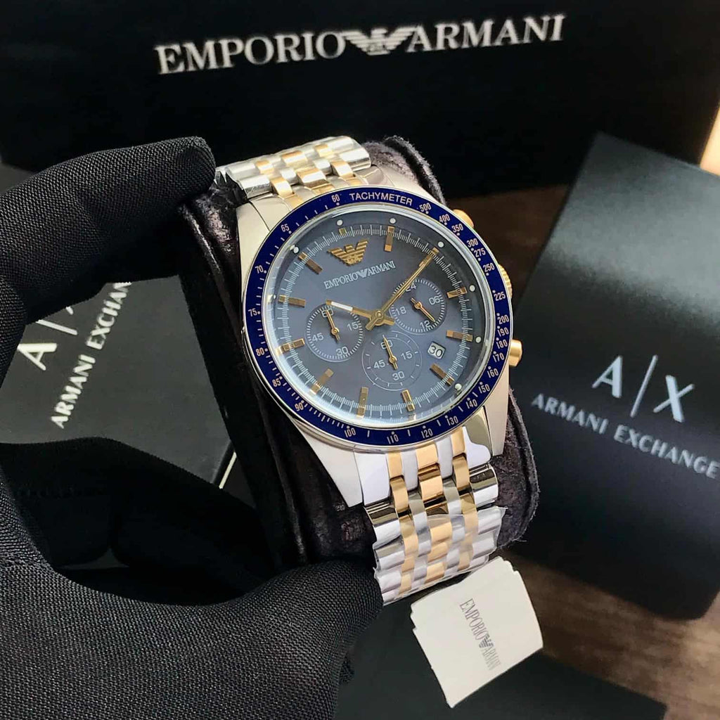 Emporio Armani AR6088 Two Tone Chronograph Mens Watch