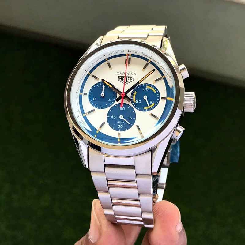 Tag Heuer Grand Carrera Blue Chronograph & Stainless Steel Strap Japanese Master Quality Men’s Watch