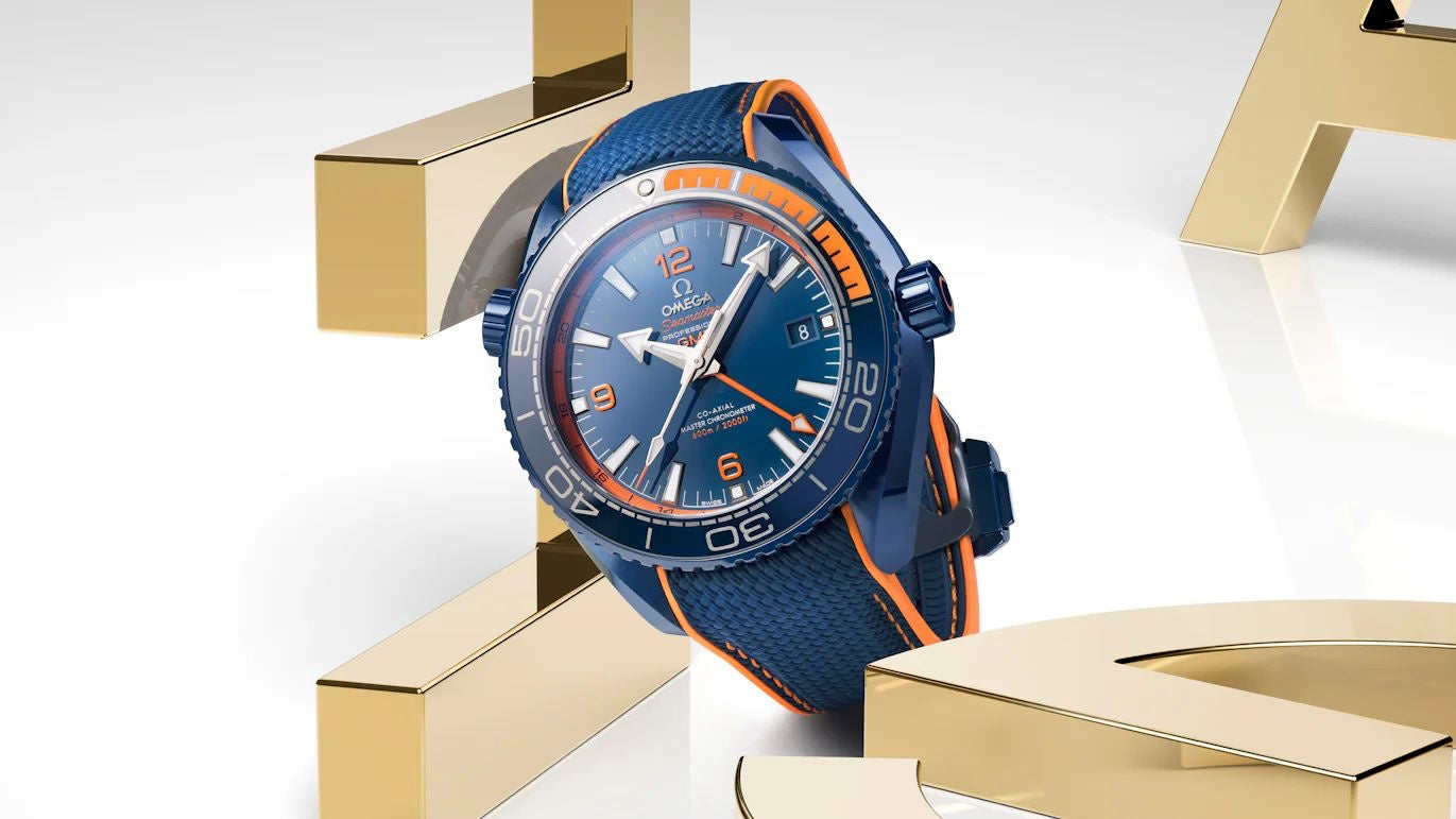 Omega Seamaster Planet Ocean GMT Blue Dial Japanese Automatic Mens Watch
