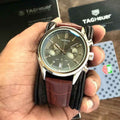 Tag Heuer Carrera Japanese Machinery Grey Dial & Brown Leather Strap Master Quality Mens Watch