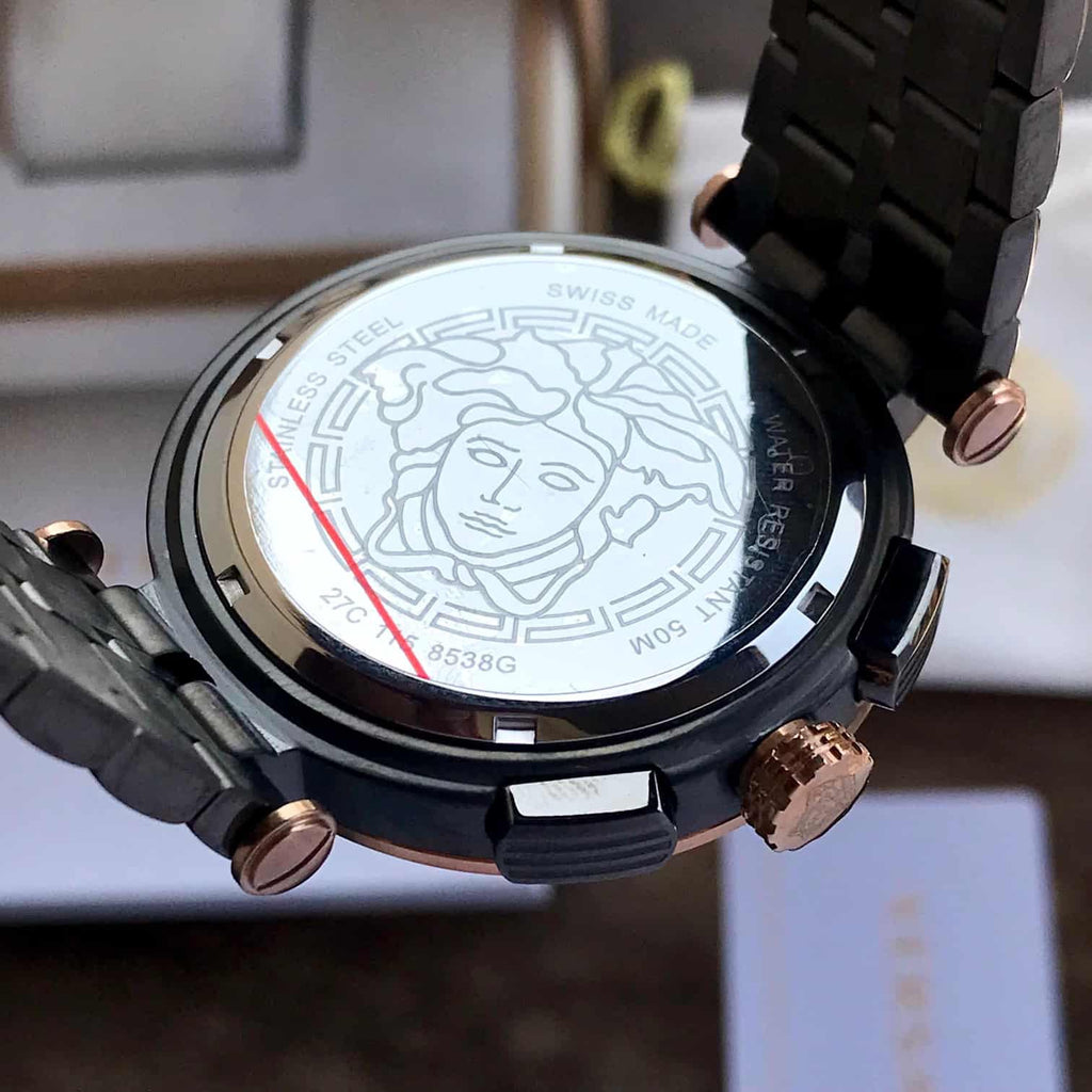 Versace 8538G Stainless Steel Black Japanese Mens Watch