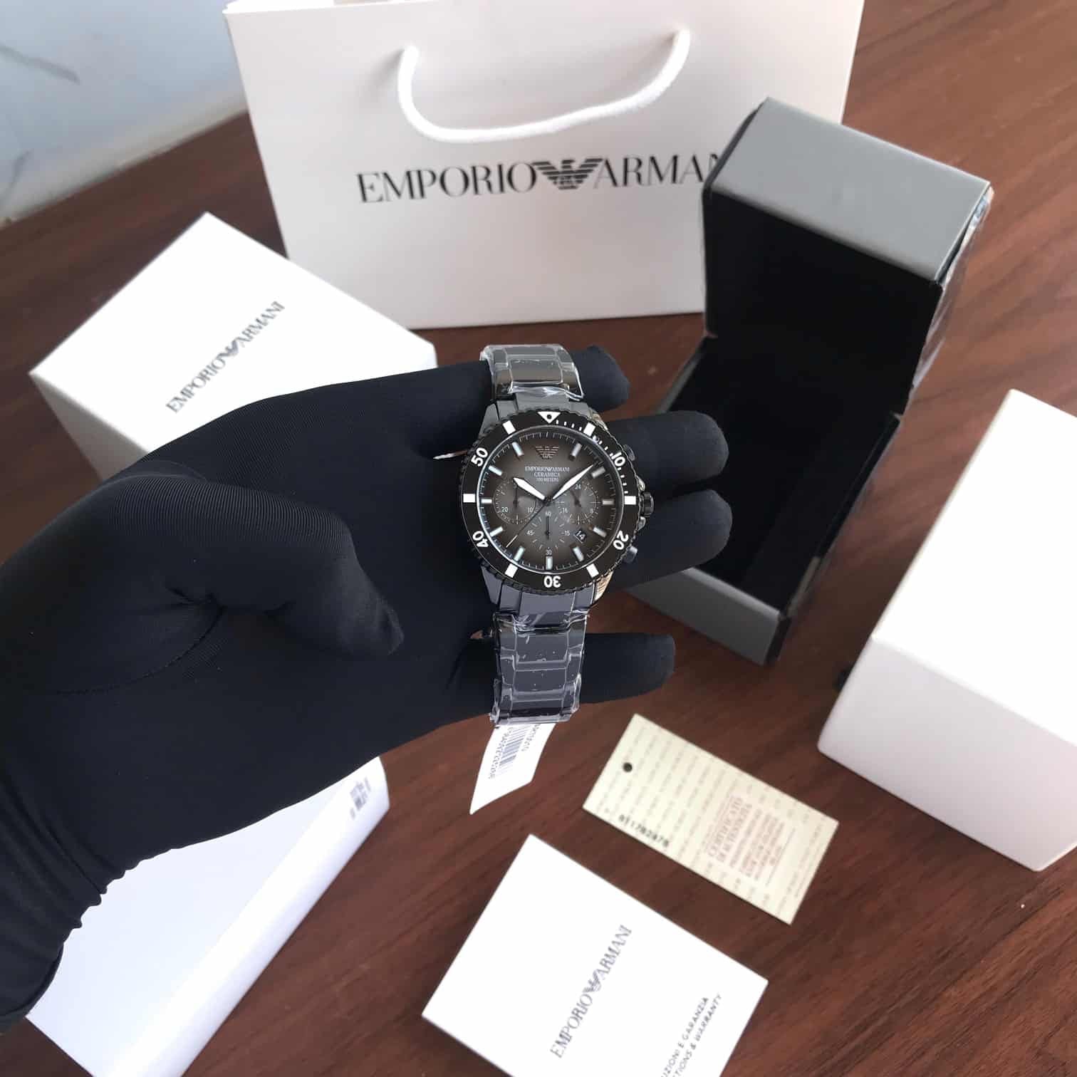 Emporio Armani AR70010 Black Ceramic Chronograph Watch For Mens