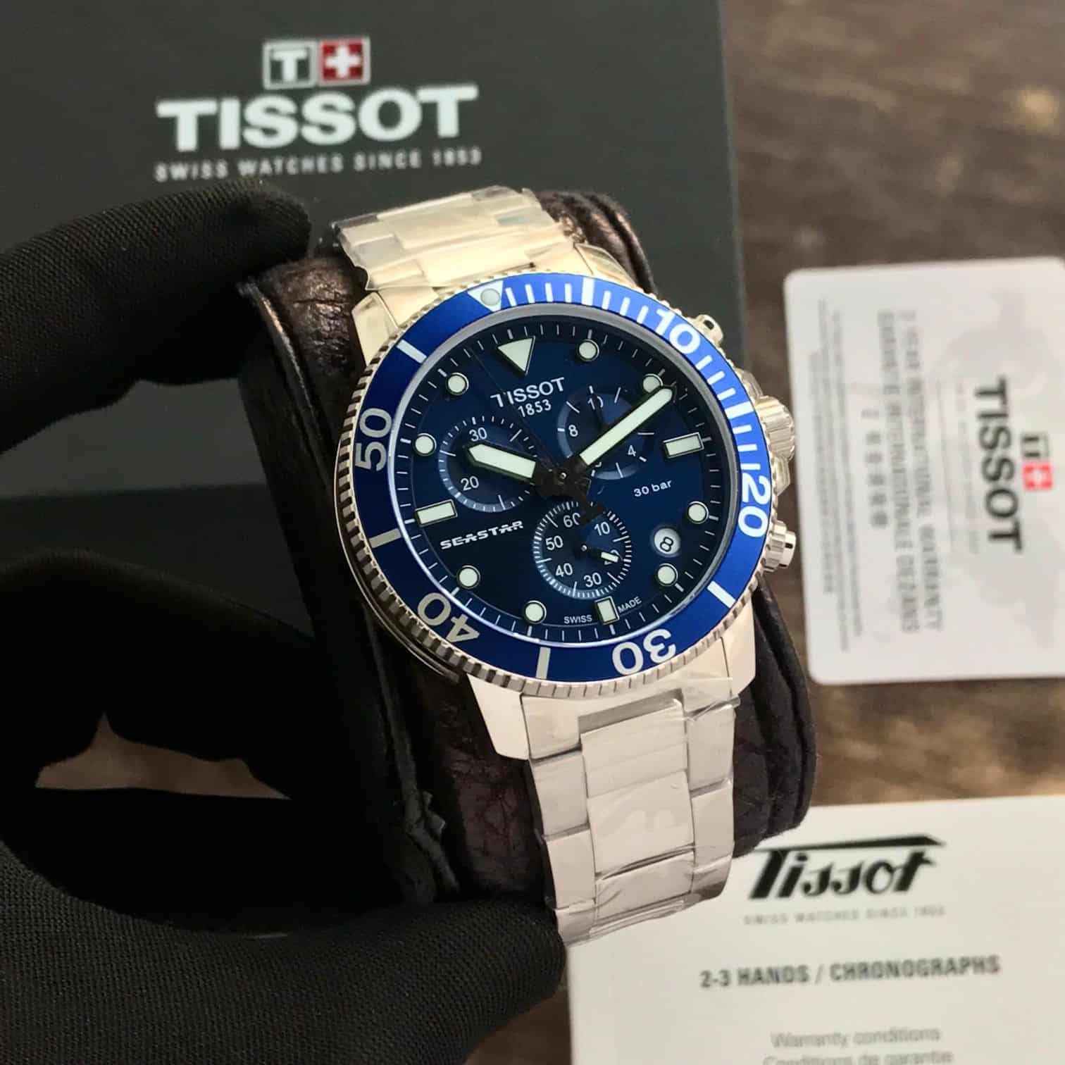 Tissot Seastar 1000 Chronograph’s Silver Blue Dial Authentic Watch For Men’s