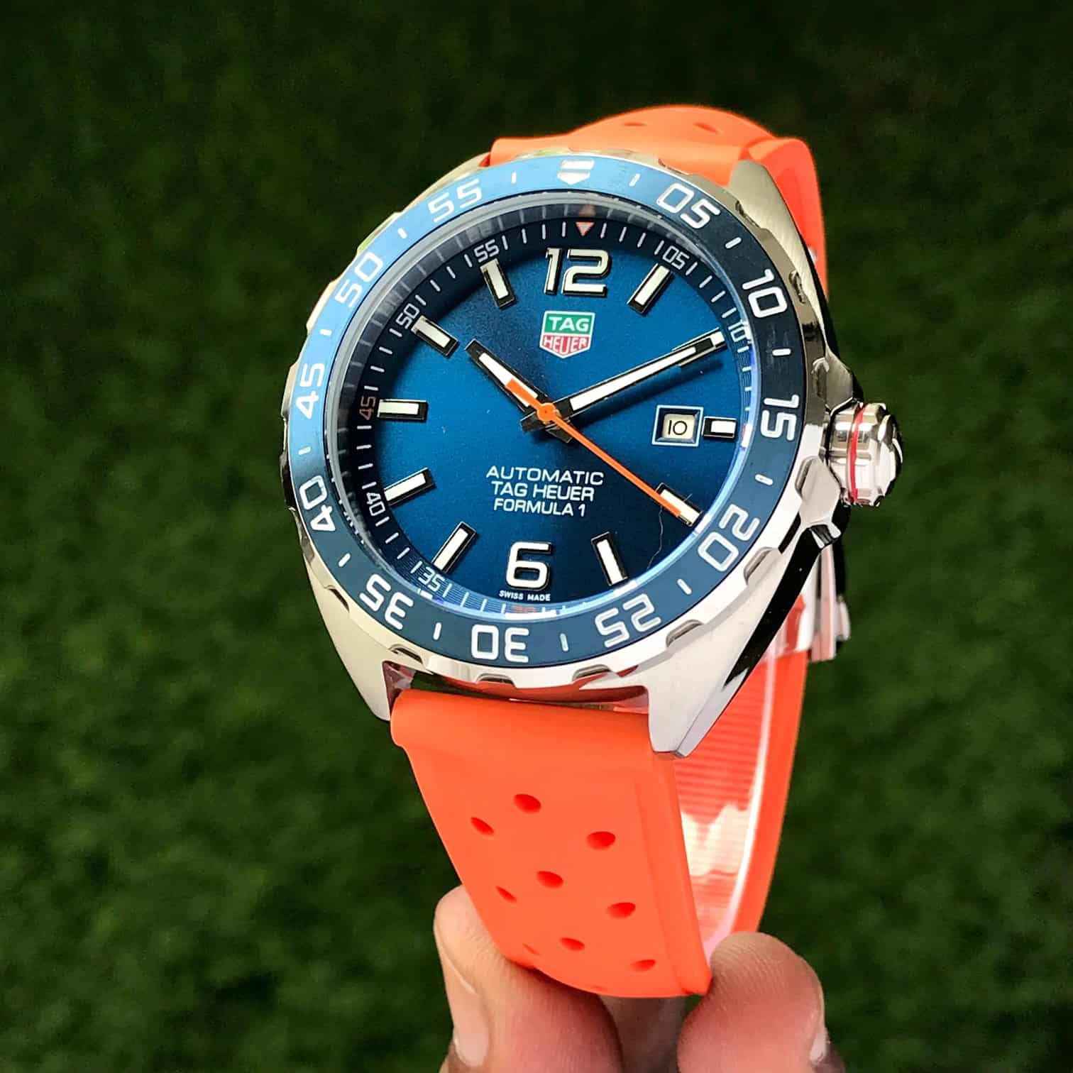Tag Heuer Formula 1 Blue Dial Orange Strap Japanese Automatic Mens Watch