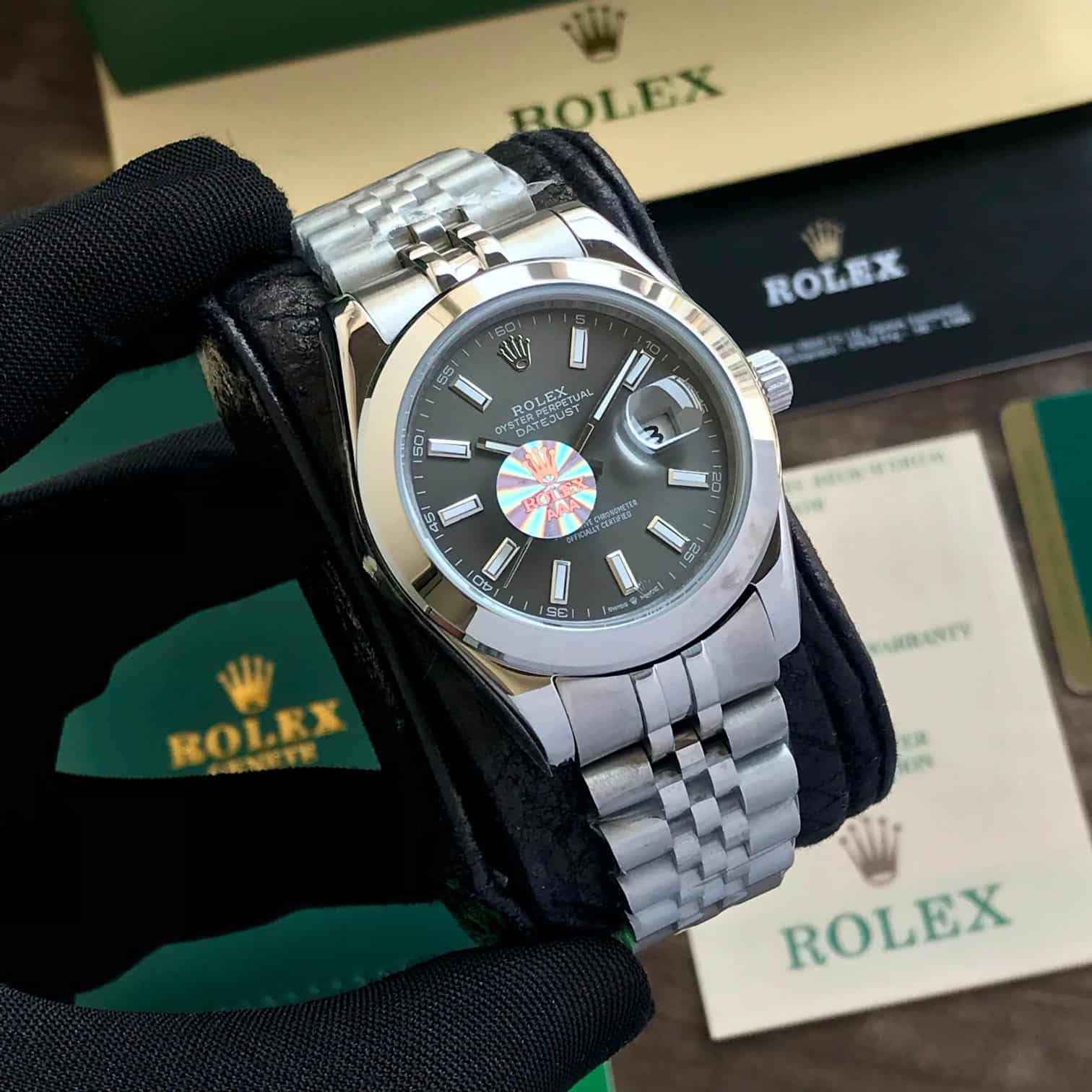 Rolex Date Just 41 Grey Dial Japanese Automatic Mens Watch