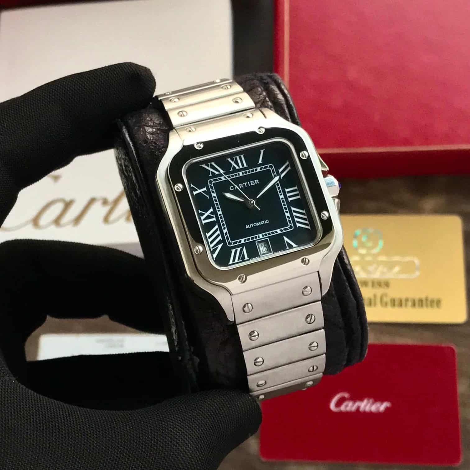 Cartier De Santos Stainless Steel Black Dial Automatic Men’s Watch