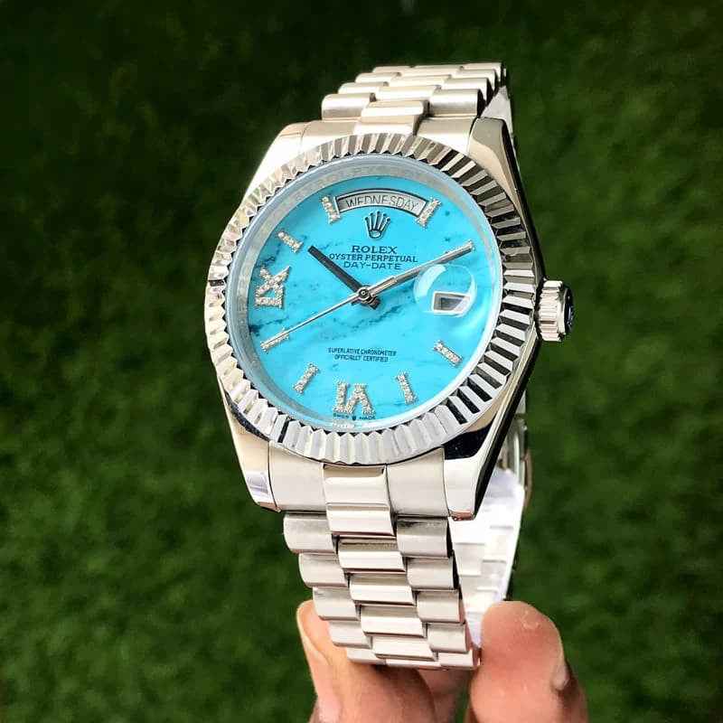 Rolex Day Date Stainless Steel Sky Blue Dial Japanese Automatic Master Quality Men’s Watch