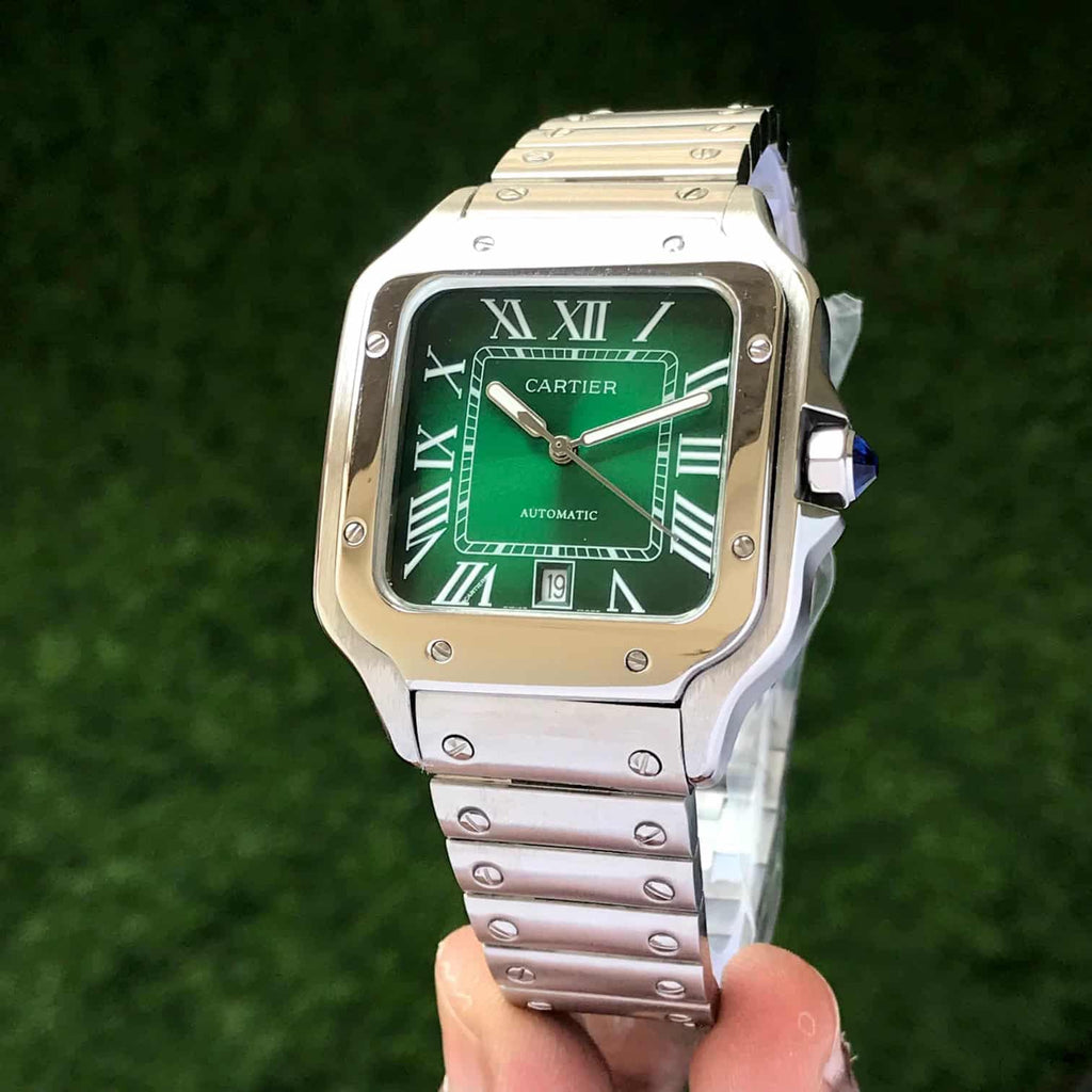 Cartier De Santosh Medium Model Green Dial Stainless Steel Automatic Men’s Watch