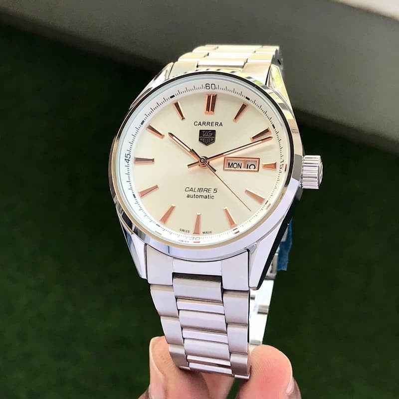 Tag Heuer Calibre 5 Stainless Steel Copper White Dial Automatic Master Quality Mens Watch