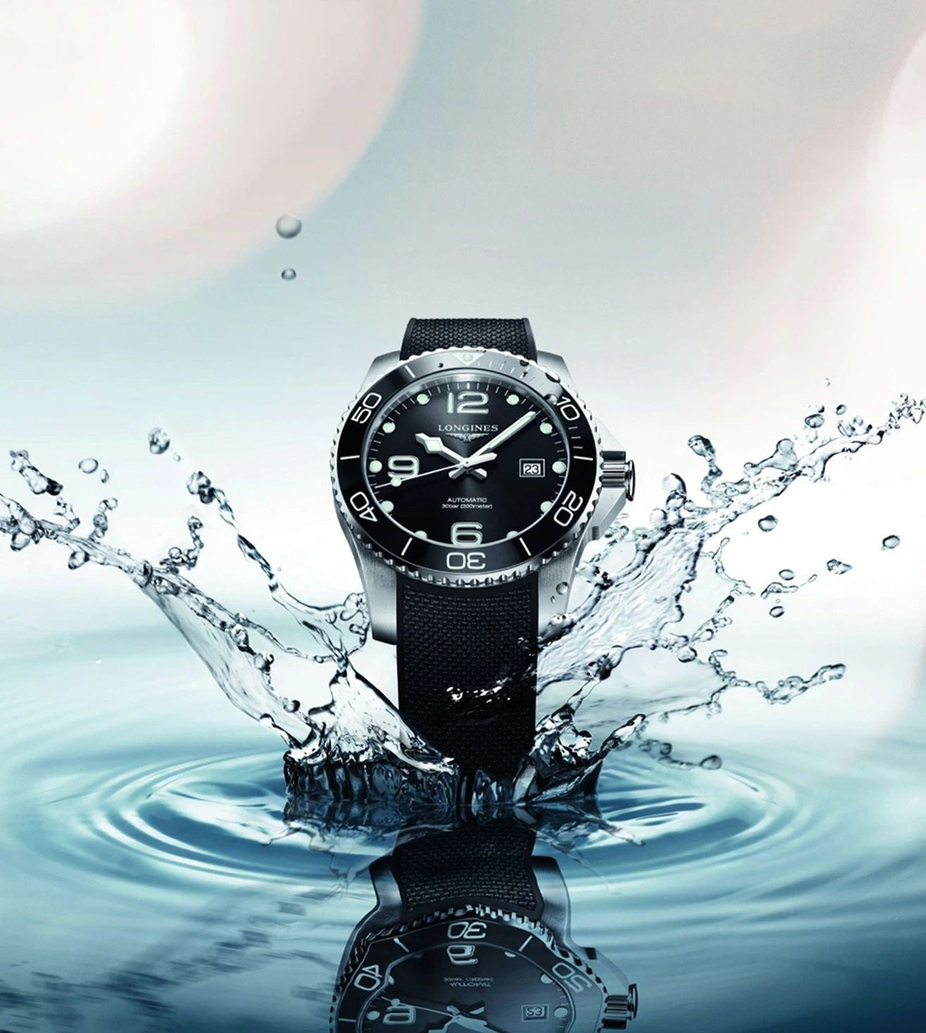 Longines Hydroconquest Silver Black Fiber Automatic Watch for Men’s