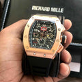 Richard Mille RM011-FM RoseGold Black Dial Swiss Automatic Premium Mens Watch