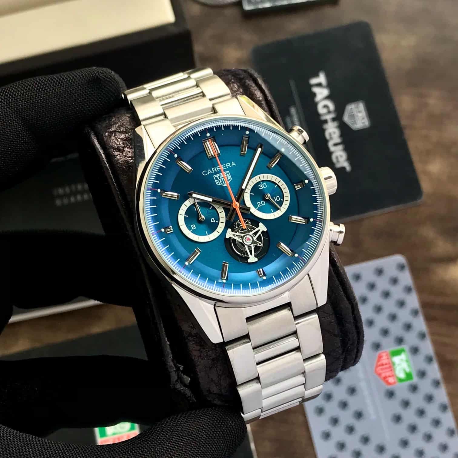 Tag Heuer Carrera Tourbillon Japanese Stainless Steel Blue Dial Men’s Watch