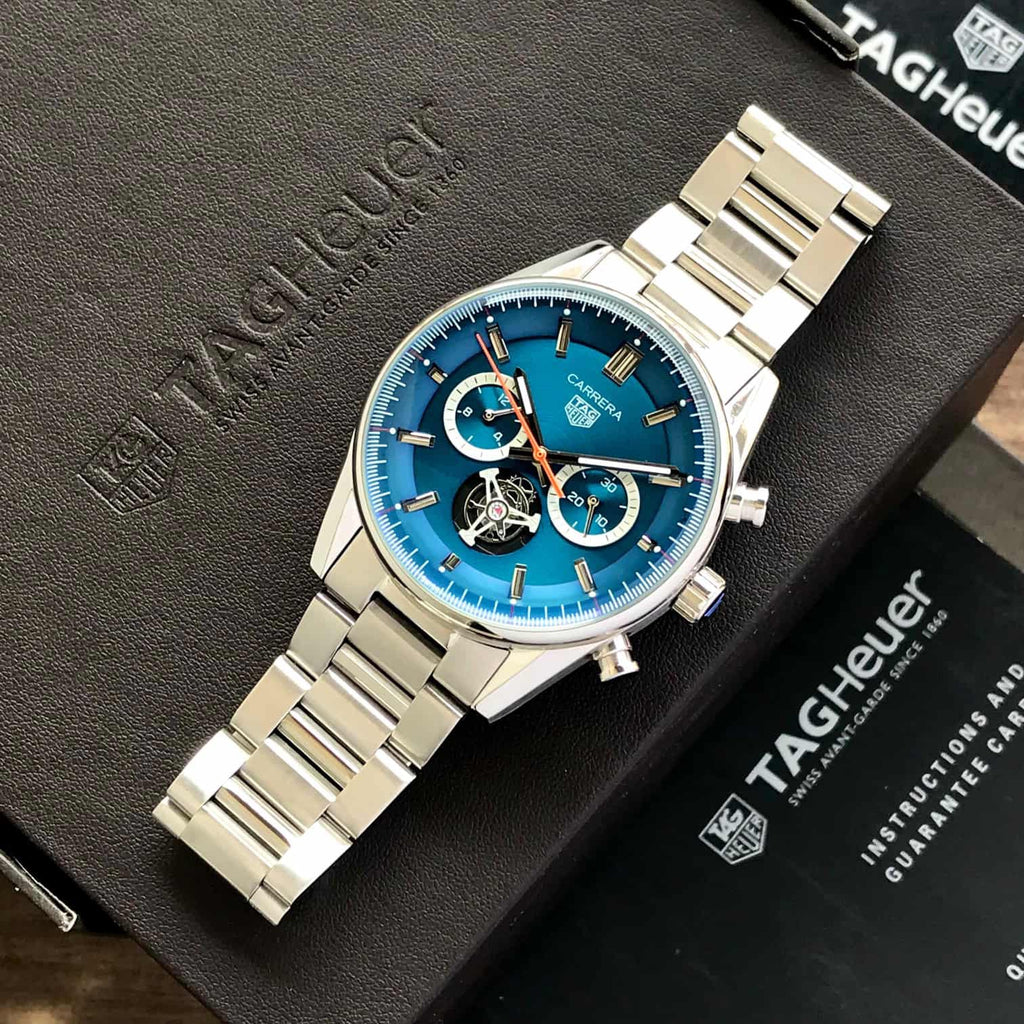 Tag Heuer Carrera Tourbillon Japanese Stainless Steel Blue Dial Men’s Watch