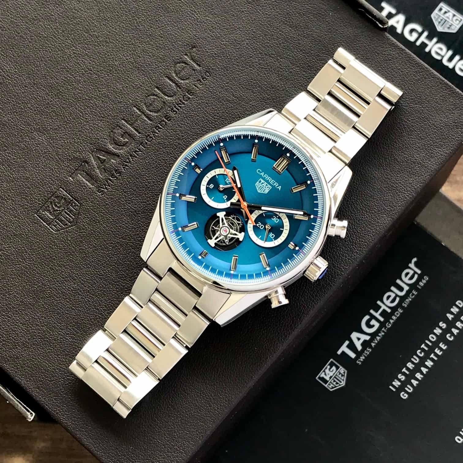 Tag Heuer Carrera Tourbillon Japanese Stainless Steel Blue Dial Men’s Watch