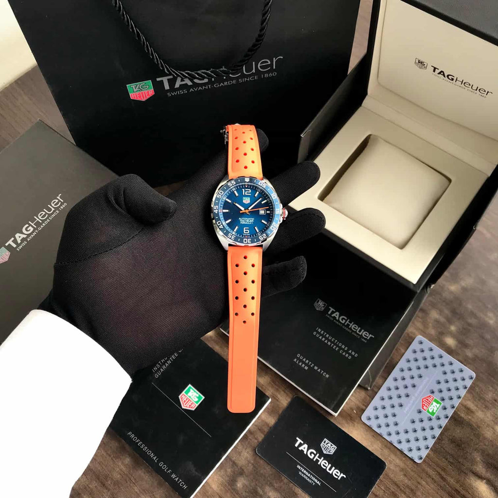 Tag Heuer Formula 1 Blue Dial Orange Strap Japanese Automatic Mens Watch
