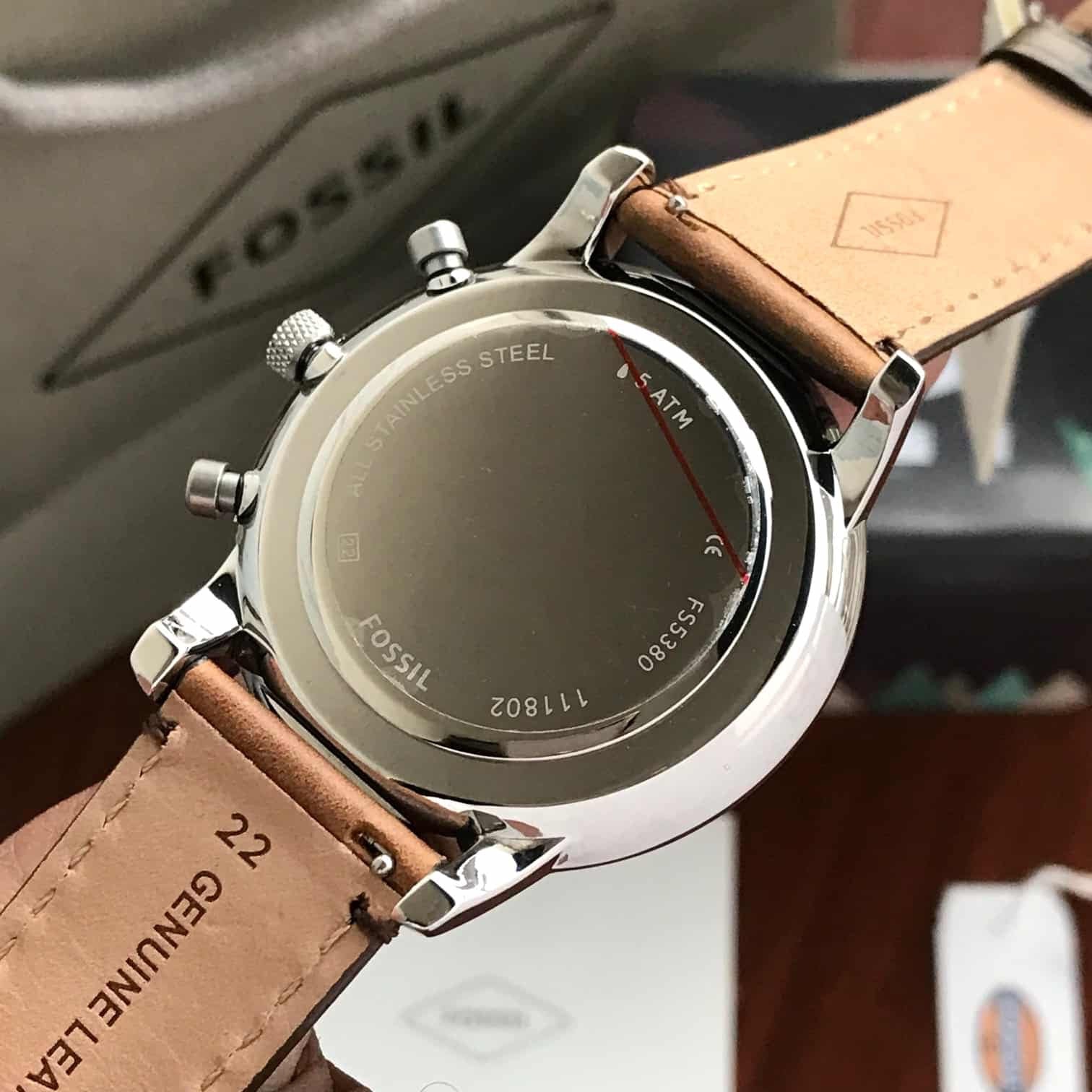 Fossil FS5380 Silver Brown Belt Analogue Mens Watch