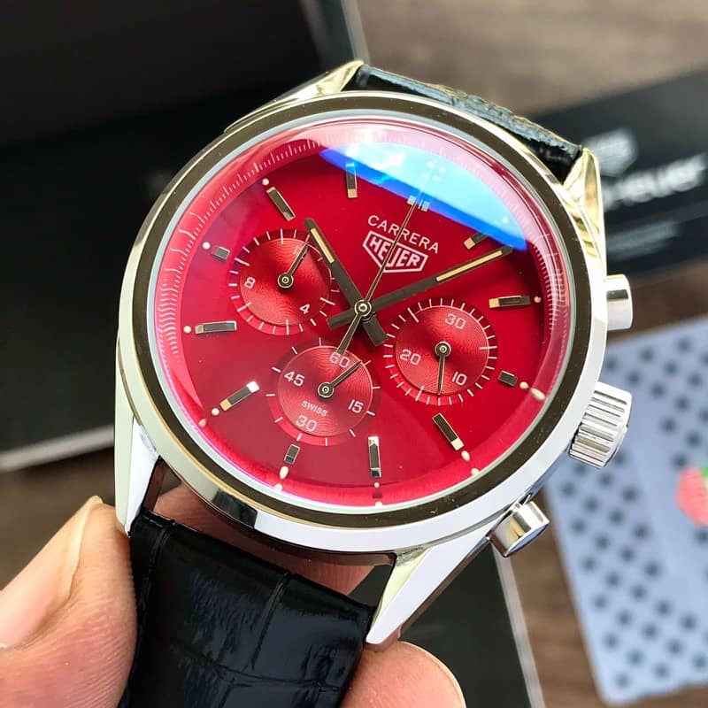 Tag Heuer Grand Carrera Red Dial & Black Leather Strap Japanese Master Quality Men’s Watch