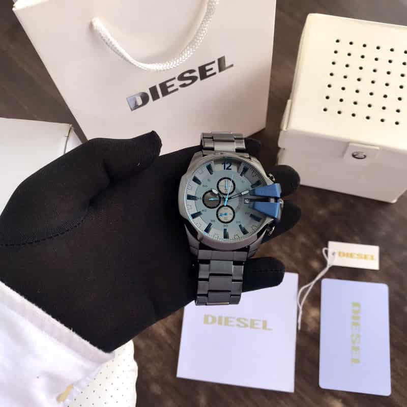Diesel Mega Chief Black & Blue Chronograph Mens Watch