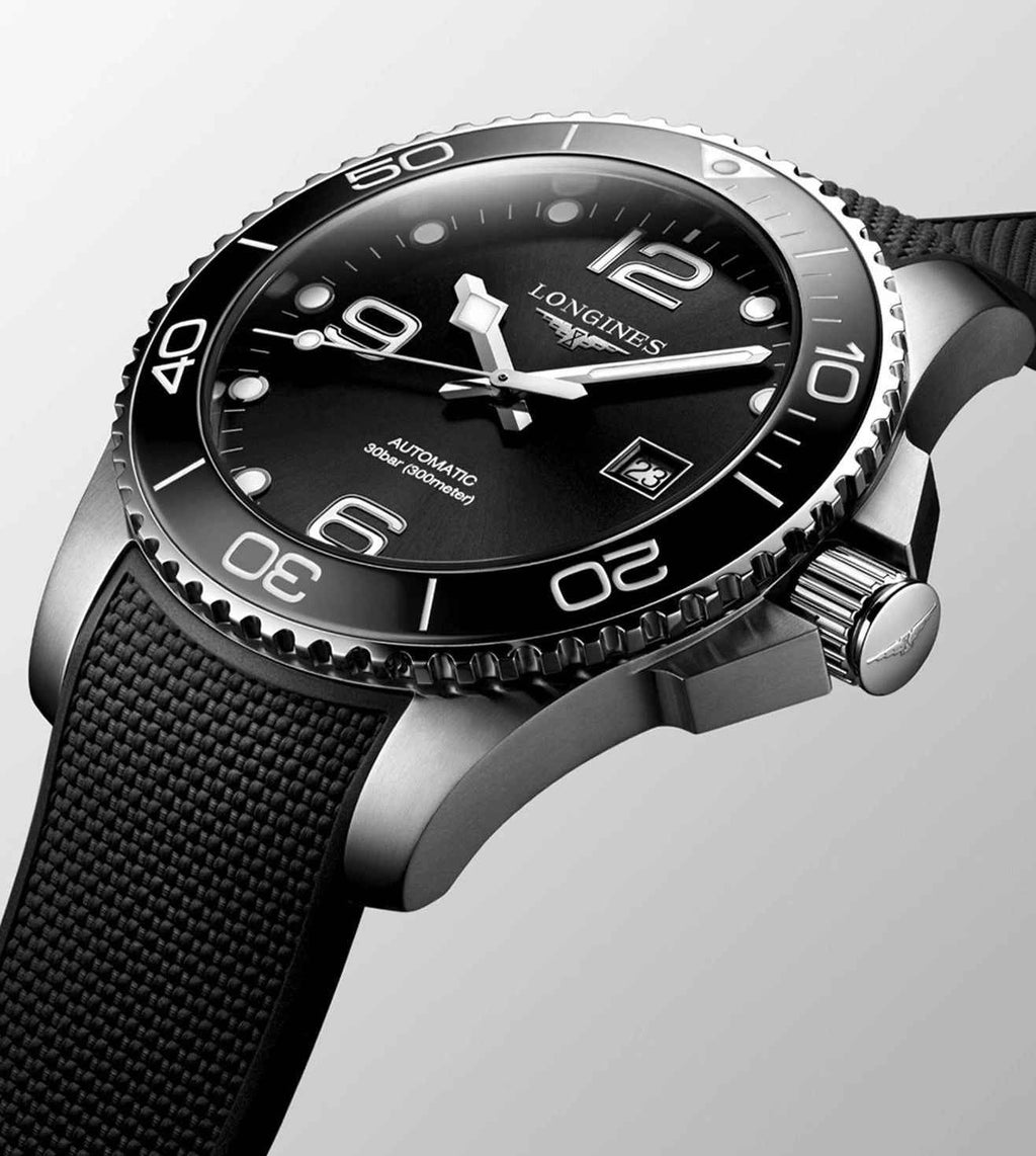 Longines Hydroconquest Silver Black Fiber Automatic Watch for Men’s