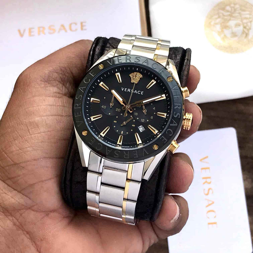 VERSACE Male Black Stainless Steel Chronograph Watch VEHB00619