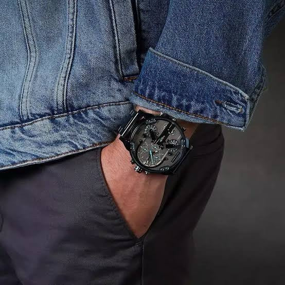Diesel DZ7414 Big Daddy Stainless Steel Blue Grey Dial Analog Men’s Watch