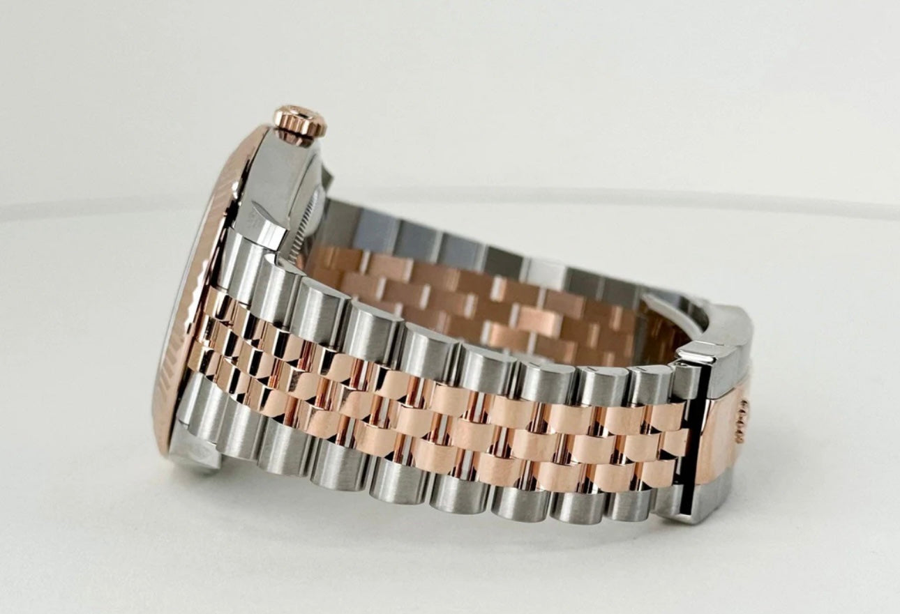 Rolex Datejust 41 Silver Fluted Motif Index Steel & Rose Gold Jubli Chain Swiss ETA Men’s Watch