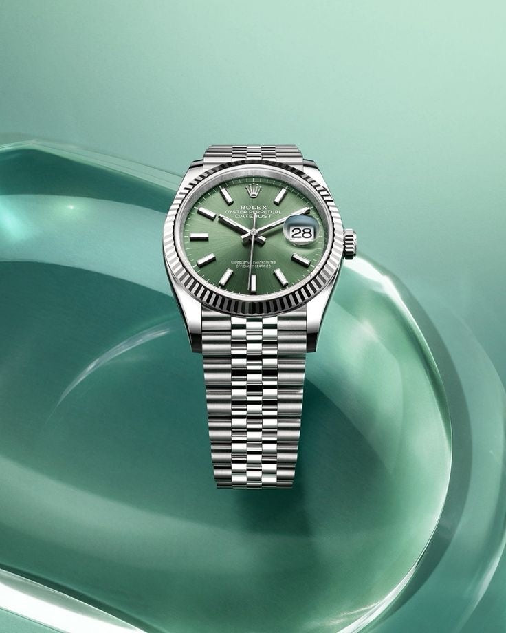 Rolex Date Just 41 Mint Green Dial & Jubli Chain Automatic Mens Watch