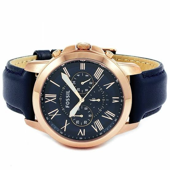 Fossil FS4835 Grant Chronograph Rosegold Blue Mens Watch
