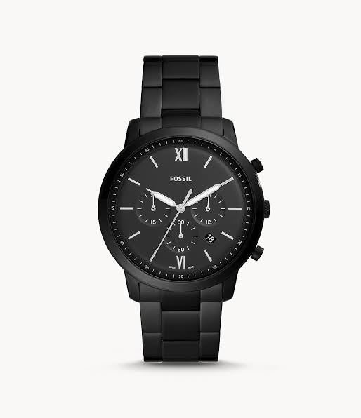 Fossil FS5474 Full Black Dial & Black Chronograph Mens Watch