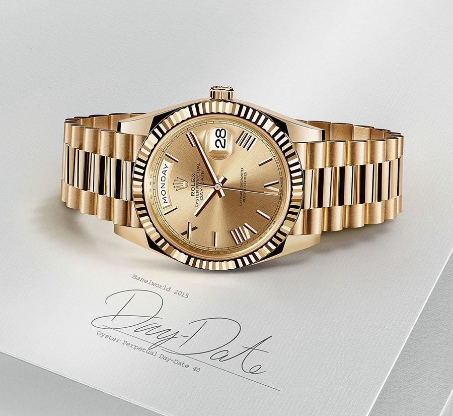 Rolex Day Date 41 Gold Tone Gold Dial Japanese Automatic Mens Watch