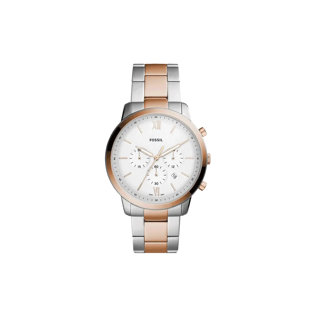 Fossil FS5475 Two Tone White Dial Chronograph Mens Watch