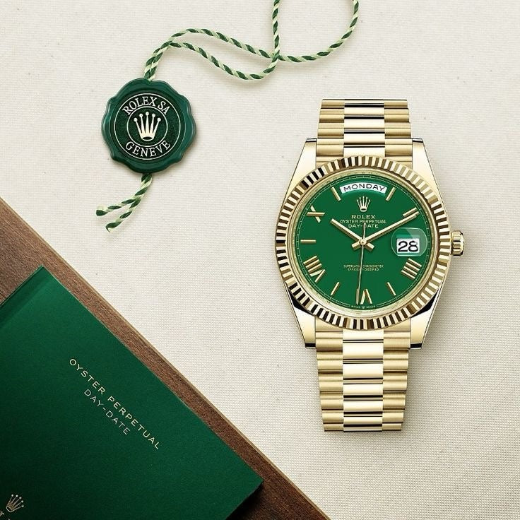 Rolex Day Date Gold Green Dial 40mm Japanese Automatic Mens Watch