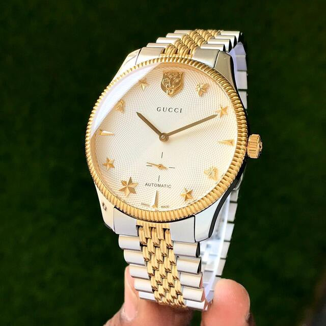 Gucci G-Timeless Watch White Dial With Star, Bee & Lions Head Automatic Mens Watch