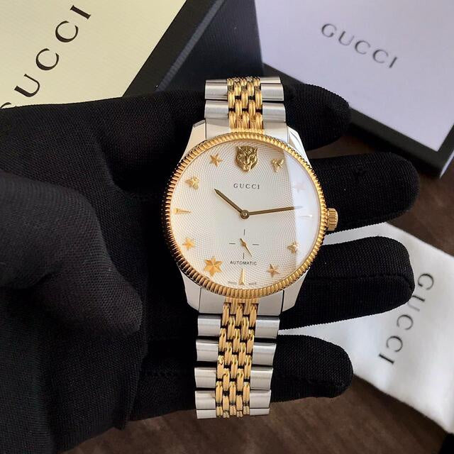 Gucci G-Timeless Watch White Dial With Star, Bee & Lions Head Automatic Mens Watch