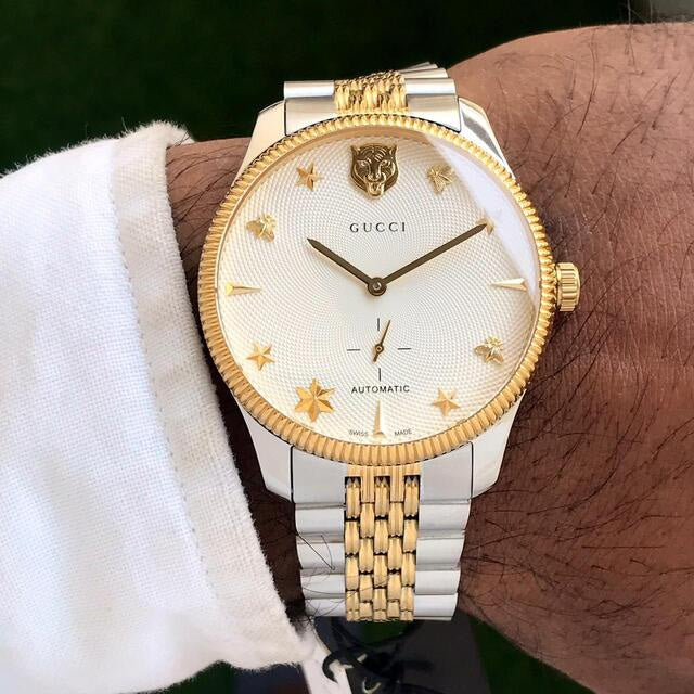 Gucci G-Timeless Watch White Dial With Star, Bee & Lions Head Automatic Mens Watch