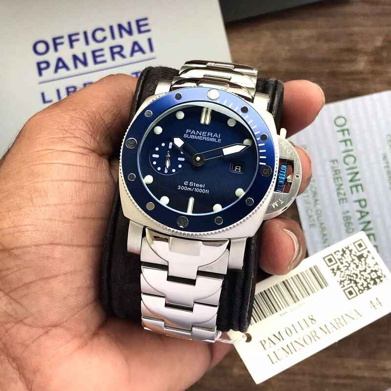 Panerai Submersible Stainless Steel Blue Swiss Automatic Men’s Watch