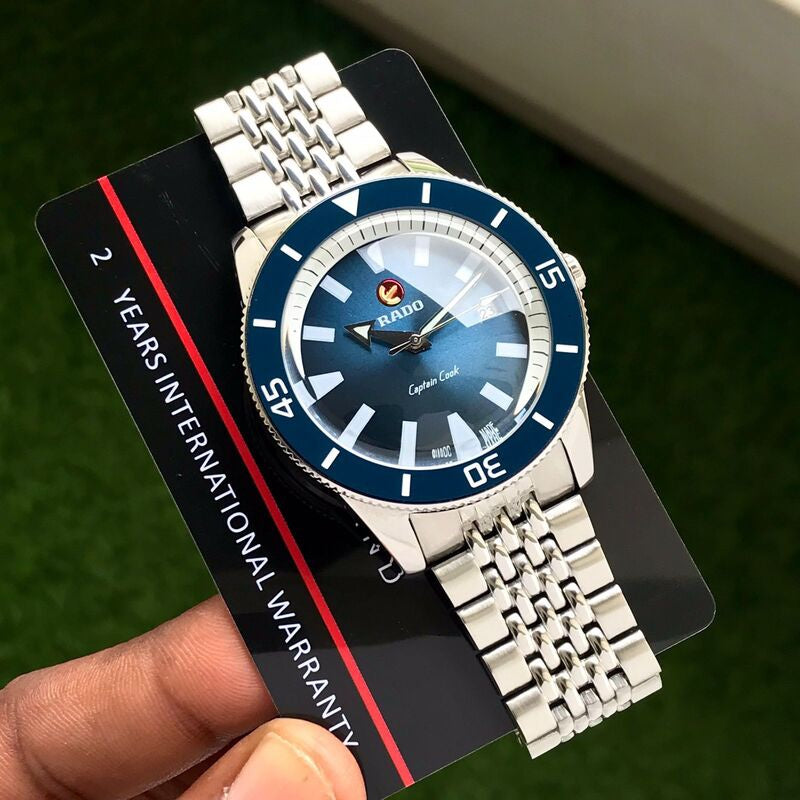 Rado Captain Cook Stainless Steel Silver Blue Dial Mens Automatic Watch