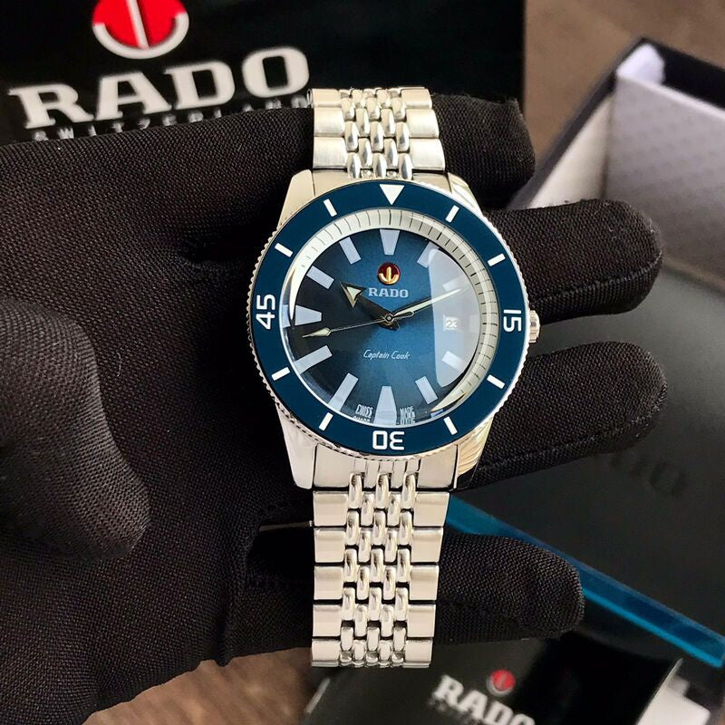 Rado Captain Cook Stainless Steel Silver Blue Dial Mens Automatic Watch