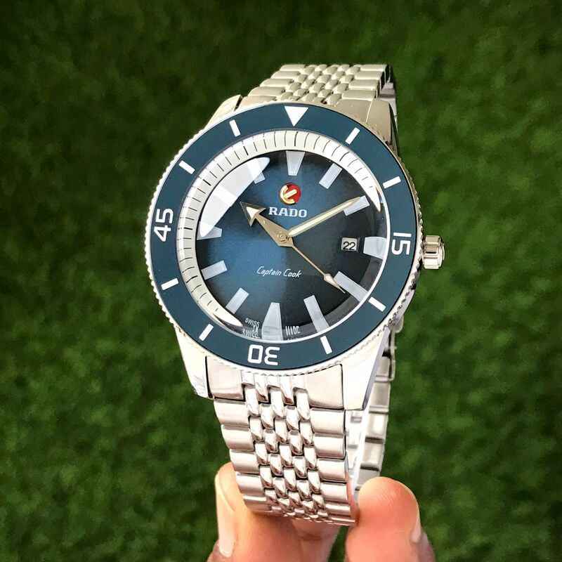 Rado Captain Cook Stainless Steel Silver Blue Dial Mens Automatic Watch