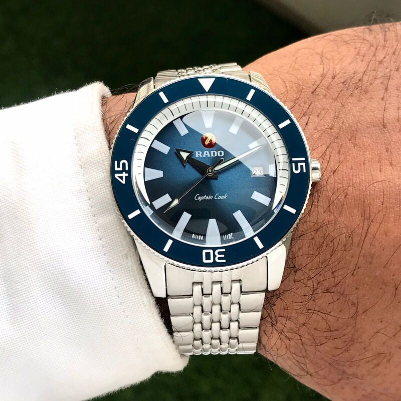 Rado Captain Cook Stainless Steel Silver Blue Dial Mens Automatic Watch